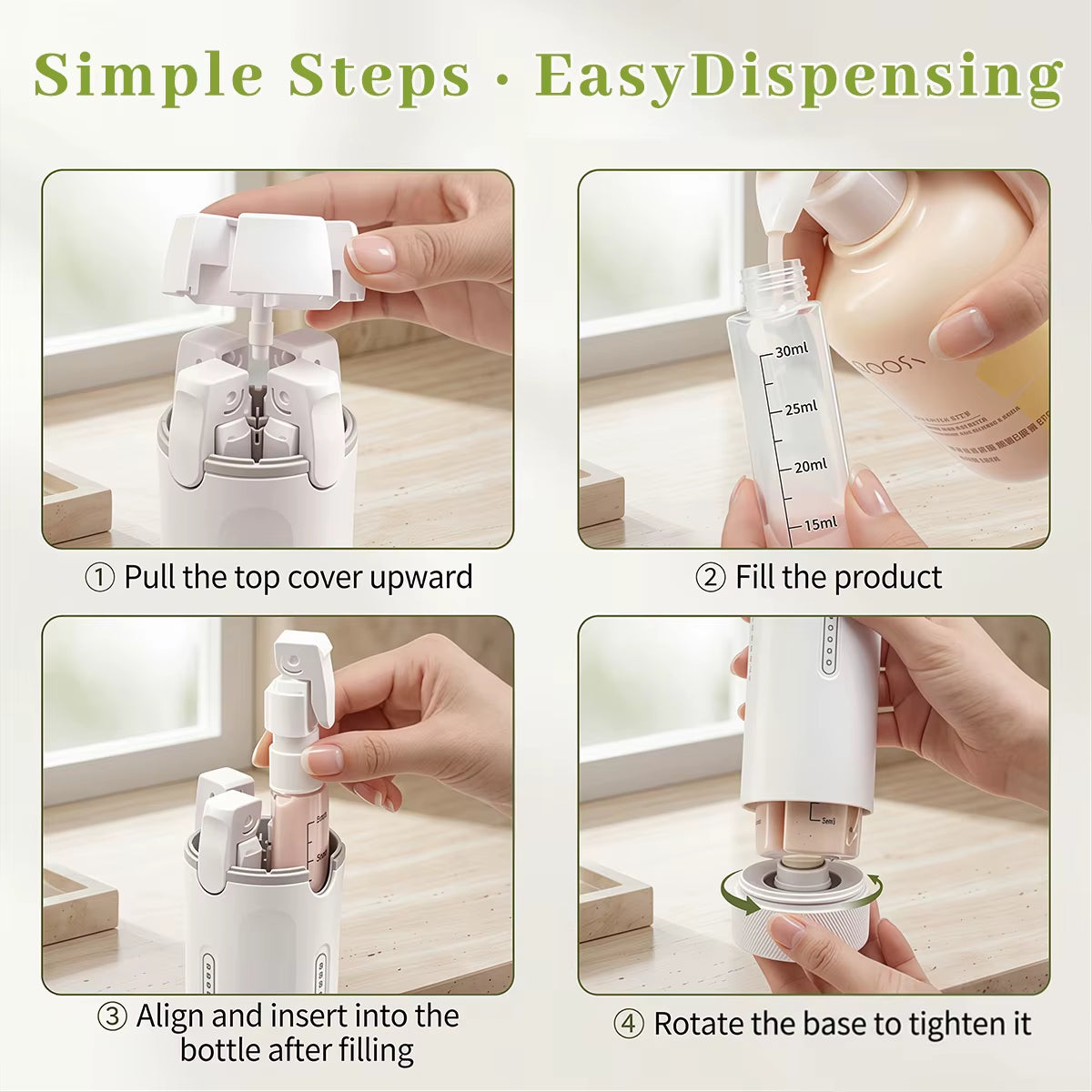 4 In1 Travel Dispenser Bottle Refillable Bottles Leakproof Travel Container for Perfume Shampoo Lotion Portable Travel Storage